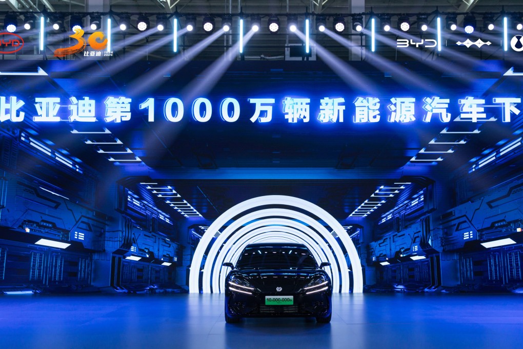 BYD’s 10 millionth electric vehicle rolls off the production line on November 18. BYD, the world’s largest EV maker, is based in Shenzhen, China. Photo: BYD