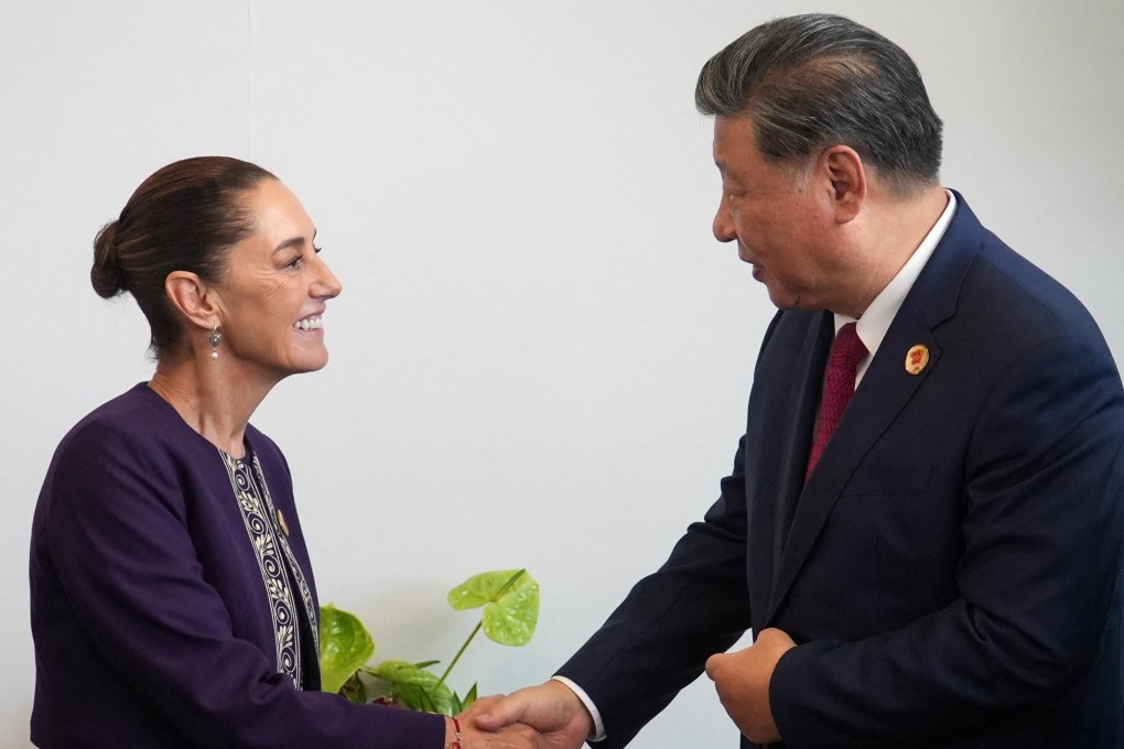 Mexico’s President Claudia Sheinbaum shakes hands with President Xi Jinping on the sidelines of the G20 Summit in Rio de Janeiro. Photo: Reuters