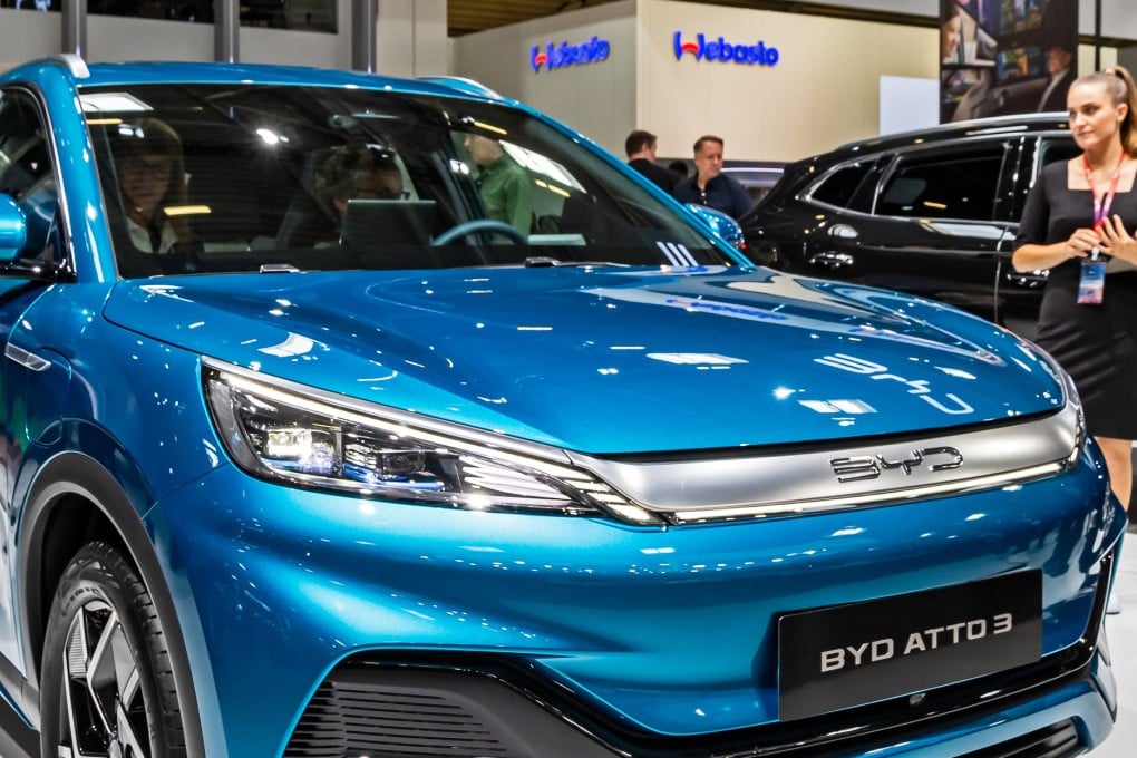 An electric vehicle by the Chinese carmaker BYD at a motor show in Munich, Germany. Photo: Dreamstime/TNS