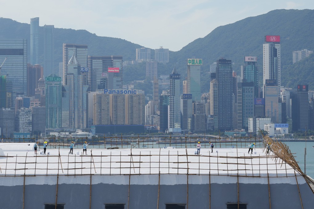 Workers carrying out maintenance on the rooftop of the Hong Kong Coliseum in Hung Hom. Photo: May Tse