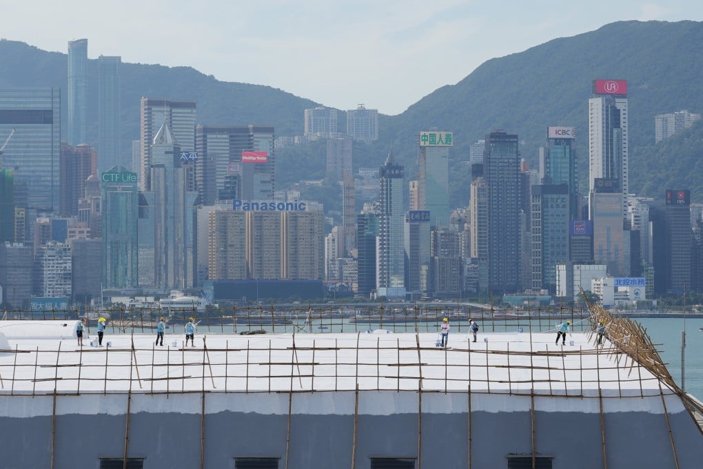 Workers carrying out maintenance on the rooftop of the Hong Kong Coliseum in Hung Hom. Photo: May Tse