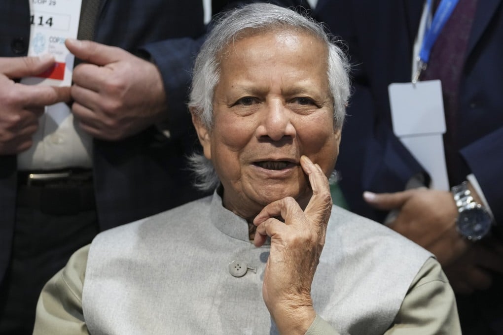 Muhammad Yunus, head of Bangladesh’s interim government, speaks to members of the media at the COP29 UN Climate Summit on November 13. Photo: AP