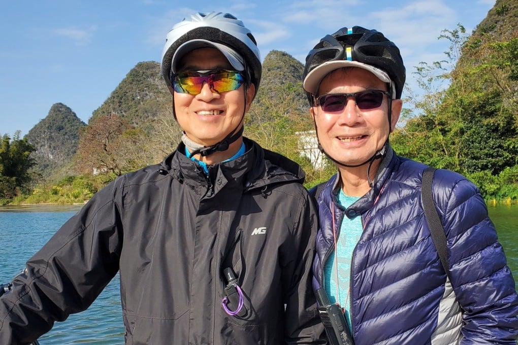 Cycling friends Patrick Ho, 70, and Jimmy Poon, 69, in Guilin, China in November, 2024.The two bounced back from critical health problems in large part thanks to cycling. Photo: Patrick Ho
