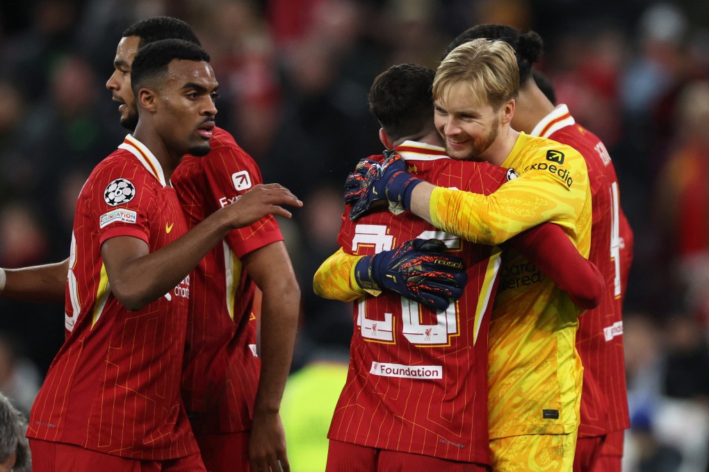 Liverpool players celebrate after sealing a 2-0 victory over Real Madrid in the Uefa Champions League. Photo: Reuters