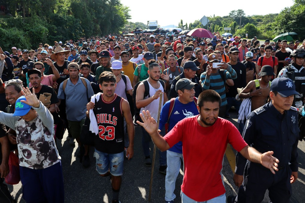 Migrants walk in caravan towards the border with the United States in the state of Chiapas, Mexico. Photo: EPA-EFE