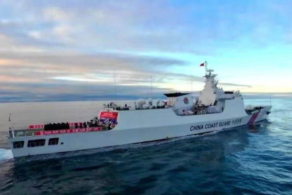 The Chinese coastguard conducted its first patrol in the Arctic Ocean in September in a joint exercise with the Russian coastguard. Photo: Weibo/ CCTV