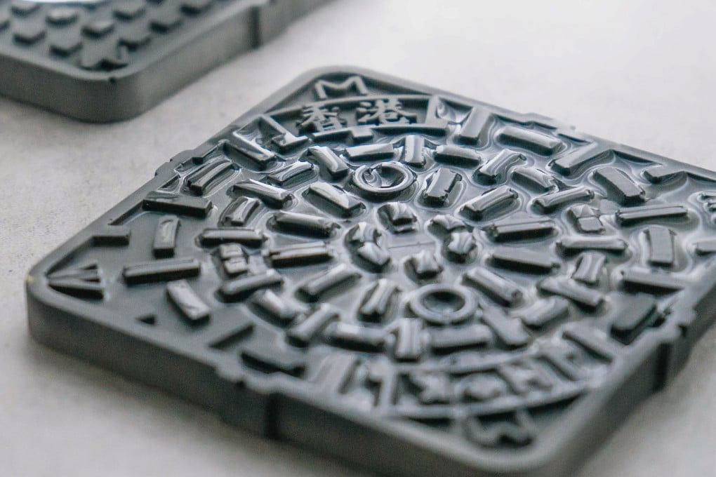 These Hong Kong manhole cover coasters by Concretology are made of diatomite concrete. Photo: Handout