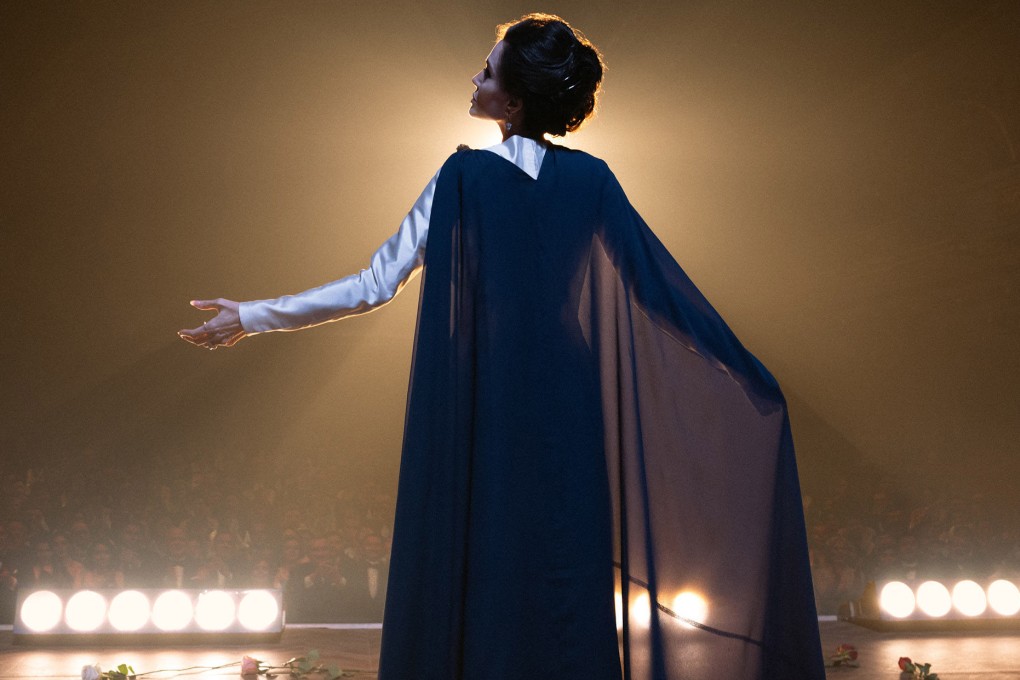 Angelina Jolie as Maria Callas in a still from Maria. Jolie says she discovered you cannot “fake-sing” opera and had to learn how to breathe again to play the role. Photo: TNS