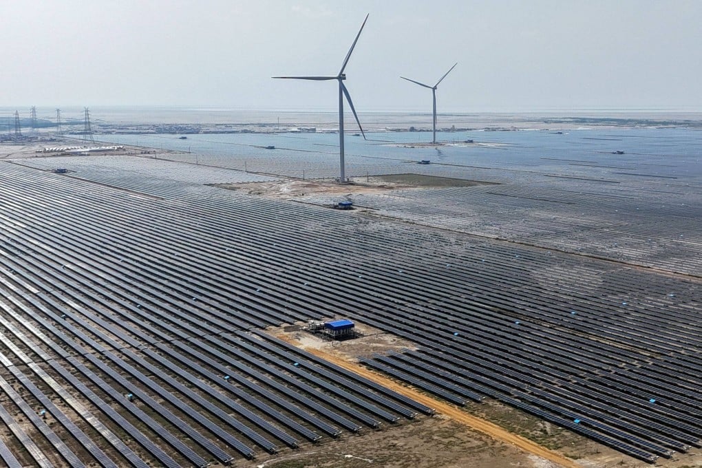 This photograph shows solar panels installed at the Adani Green Renewable Energy Plant in Khavda. File photo: AFP