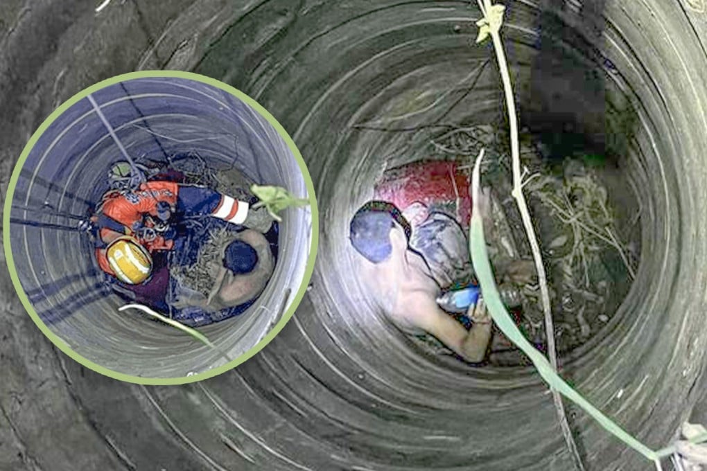 A Chinese man who was trapped in a well in Thailand for three days without food or water has been found safe, although he was in a weakened state. Photo: SCMP composite/Facebook