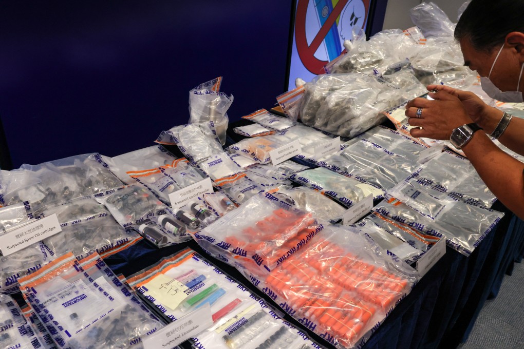 In 2023, the force recorded only eight cases involving etomidate, a component of “space oil”, and arrested nine people. Photo: Jelly Tse.