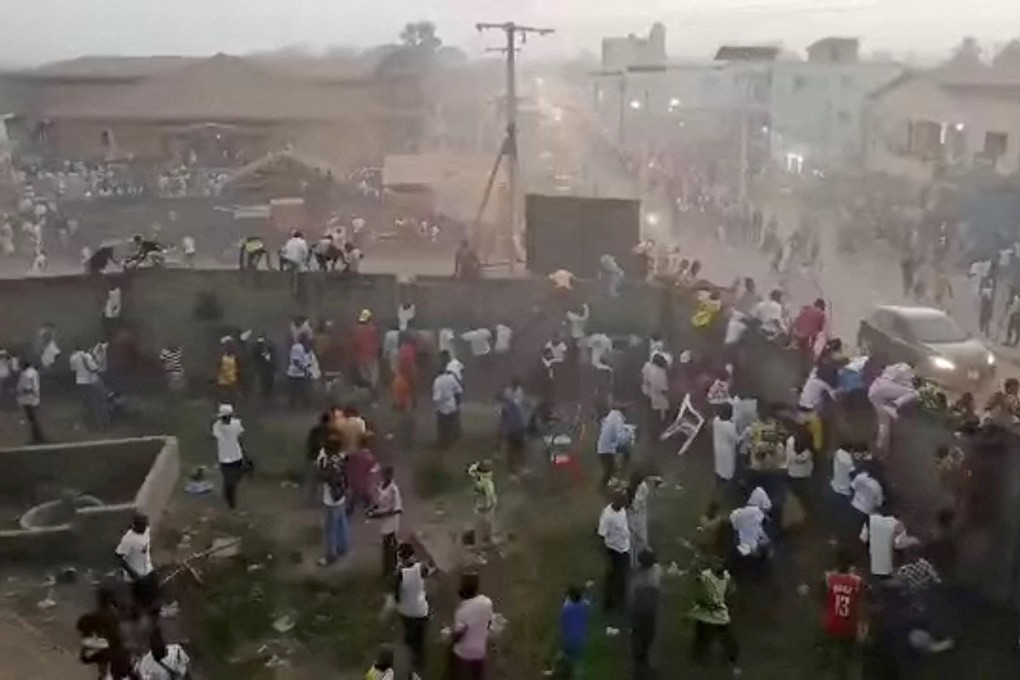 Chaotic scenes in the Guinea city of N’Zerekore. Photp: Social media via Reuters