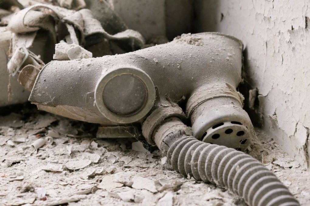 A child’s gas mask is seen in a kindergarten near the Chernobyl nuclear power plant, Ukraine. Photo: Reuters