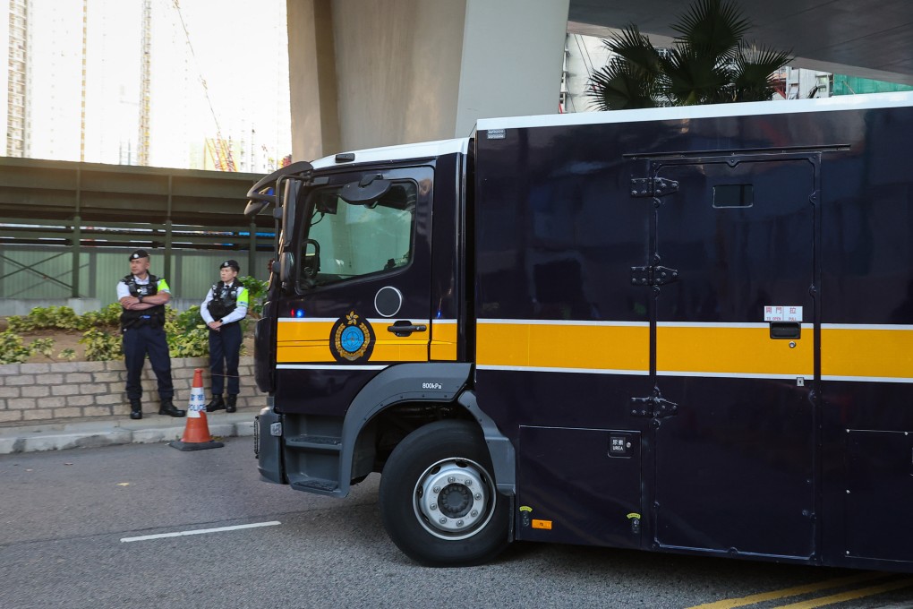 Jimmy Lai leaves West Kowloon Court in a prison vehicle after his ninth day in the witness box on Tuesday. Photo: Edmond So