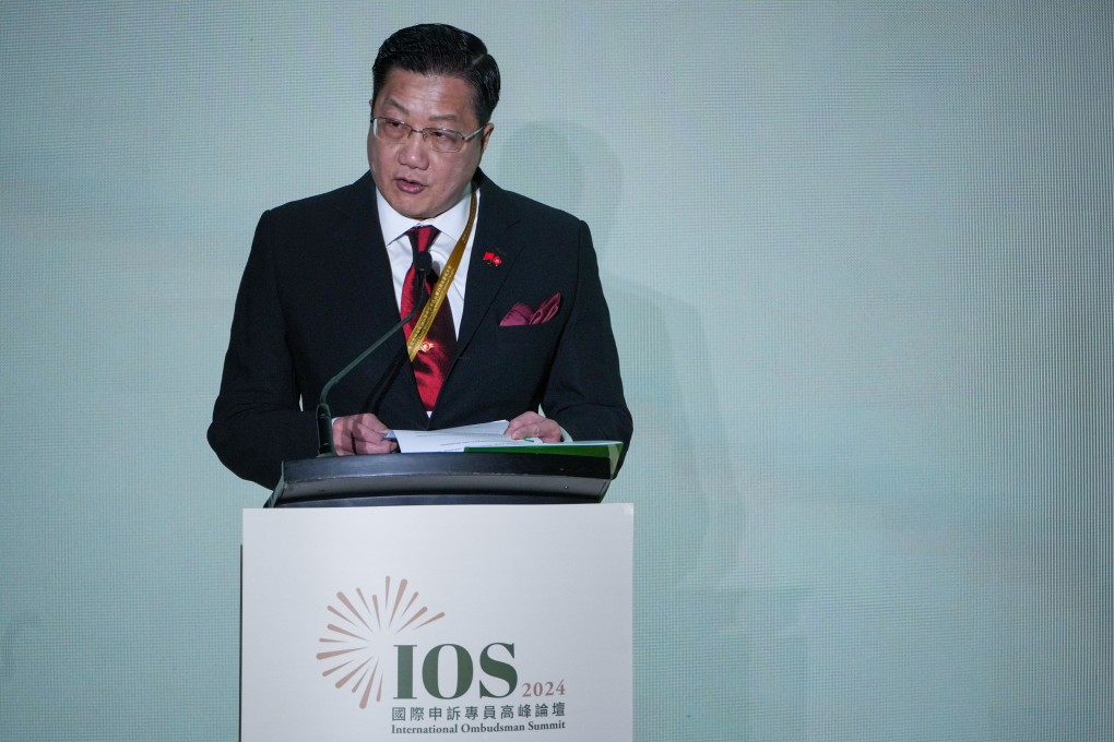 Ombudsman Jack Chan addresses a global summit in Hong Kong. Photo: May Tse