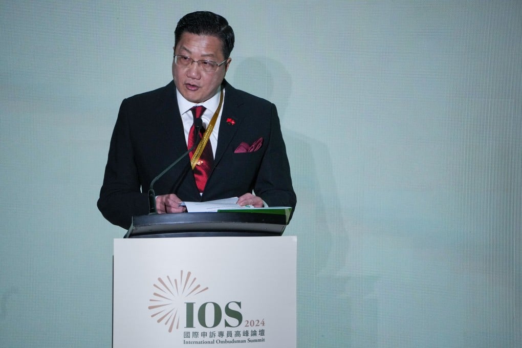 Ombudsman Jack Chan addresses a global summit in Hong Kong. Photo: May Tse