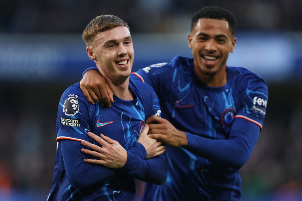 Cole Palmer (left) celebrates scoring Chelsea’s third goal in their 3-0 win over Aston Villa with defender Levi Colwill. Together with striker Nicolas Jackson, they scored a total of 26 points. Photo: Reuters