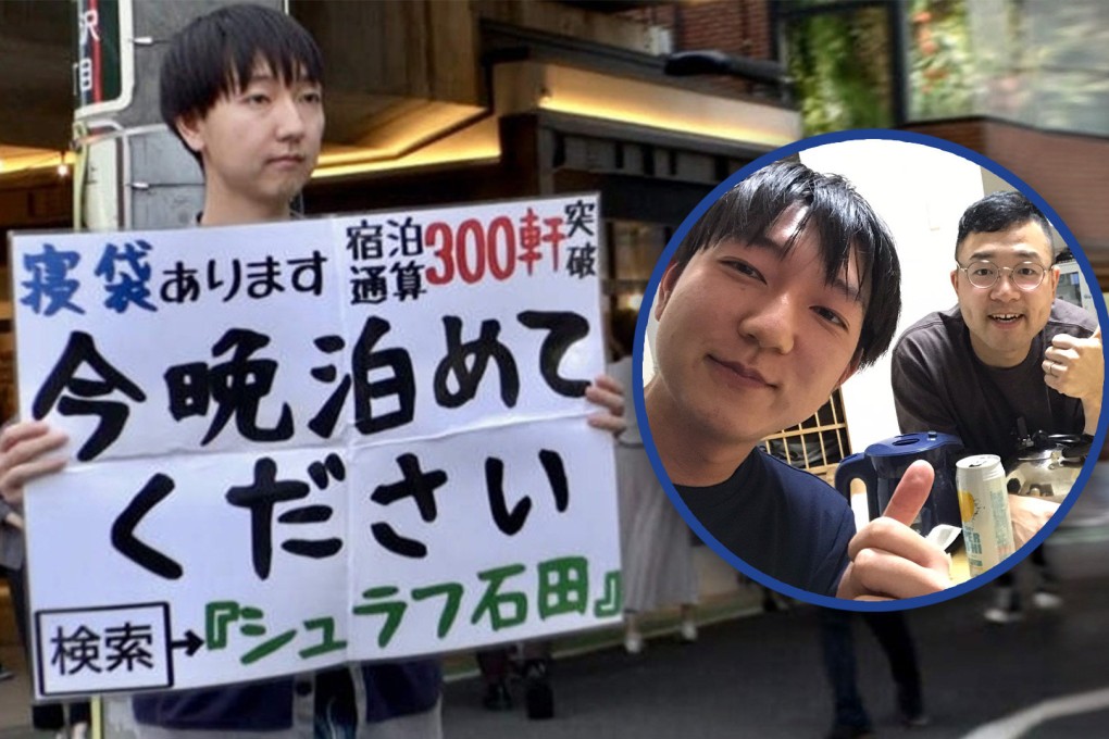 A Japanese man travels for five years, staying for free in more than 500 strangers’ homes. Photo: SCMP composite/YouTube/X.com