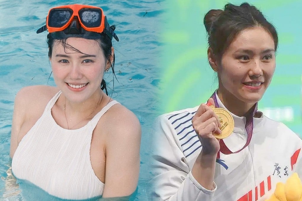 Liu Xiang, a retired Chinese swimmer, has gained support on mainland social media for defending her choice to wear a revealing swimsuit. Photo: SCMP composite/Weibo/QQ.com