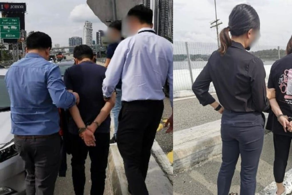 Ng Teck Lee, who was the CEO of then-listed recycling firm Citiraya Industries, and his wife Thor Chwee Hwa being handed over to CPIB officers. Photo: CPIB