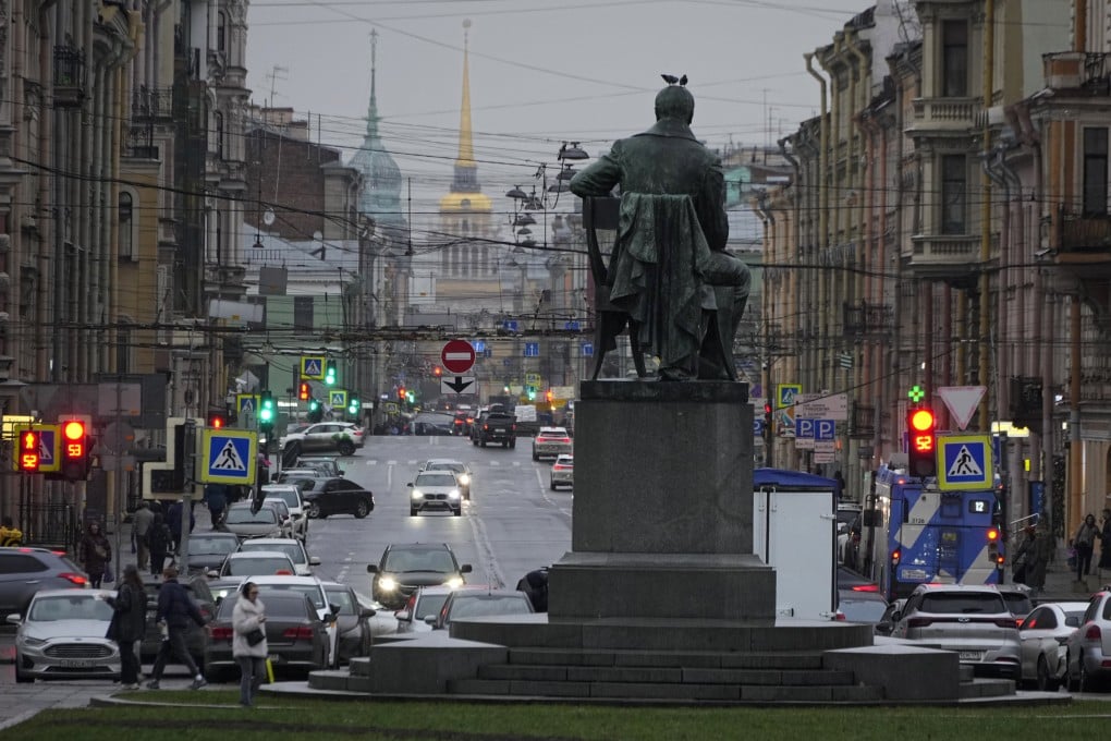 A sculpture of Russian playwright Alexander Griboyedov is seen in St Petersburg. Photo: AP