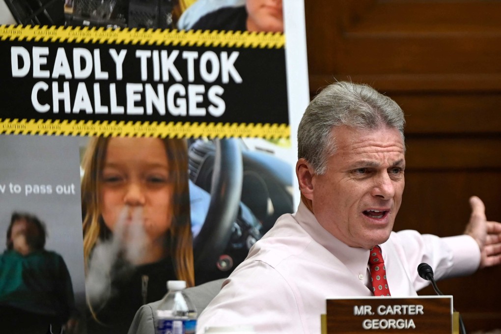 US politician Buddy Carter questions TikTok CEO Chew Shou Zi during a hearing on Capitol Hill in Washington on March 23, 2023. Amid alarm over the systemic dysfunction of the US tech sector, the federal government’s highest-profile effort to rein in Big Tech has centred on TikTok. Photo: Getty Images via AFP