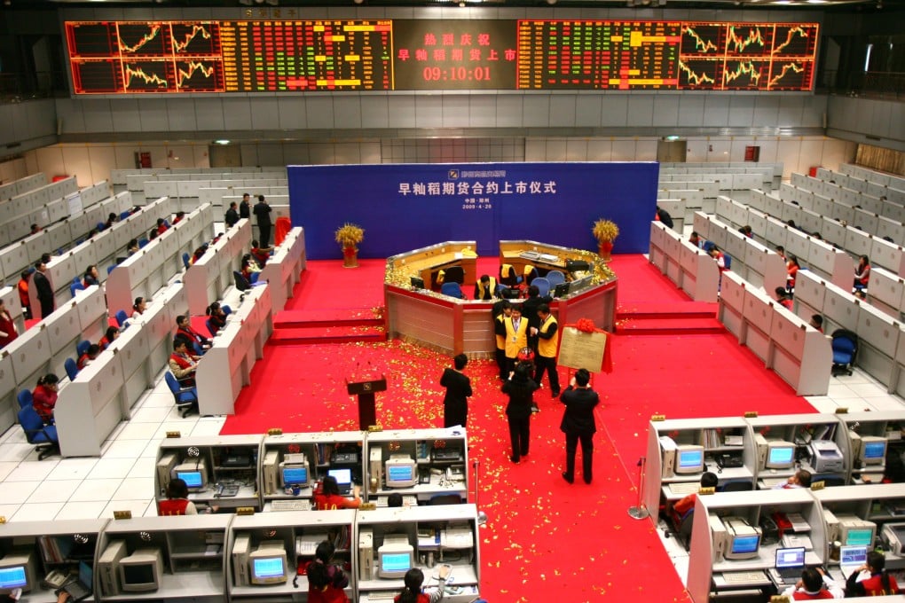 A view of the Zhengzhou Commodity Exchange in Henan province on April 3, 2019. Photo: Imaginechina.