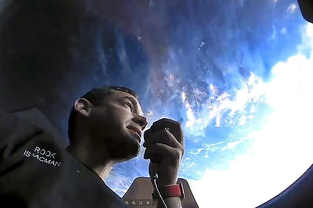 Inspiration4 crew member Jared Isaacman in orbit in September. Photo: SpaceX