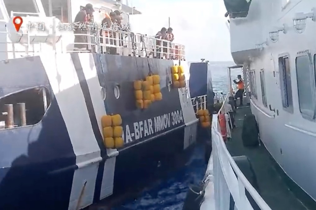 The Chinese and Philippine coastguards are at odds over what happened during a confrontation in the South China Sea on Wednesday. Photo: Weibo/人民日报
