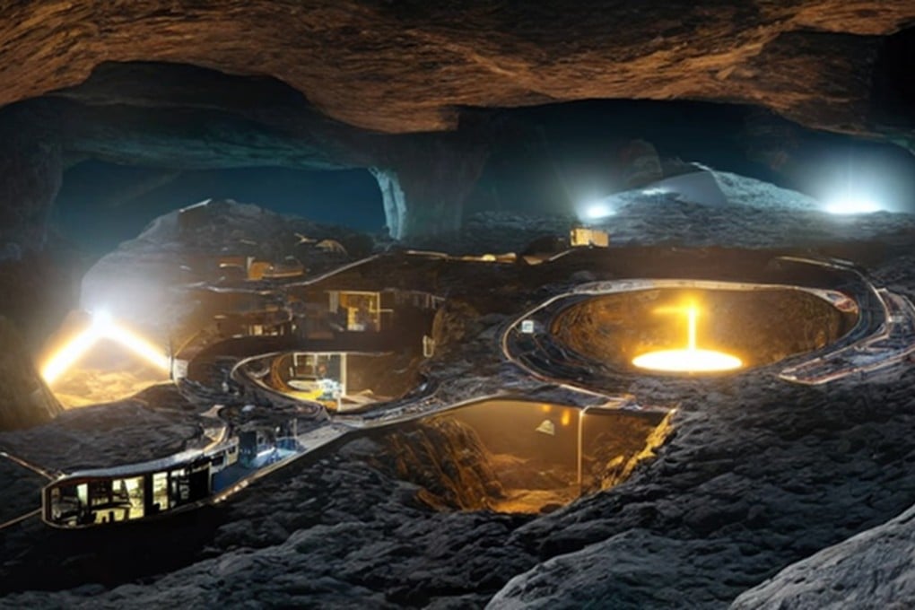 A conceptual image of the proposed lunar base inside a lava tube cave that could one day provide suitable living conditions for humans. Photo: Handout
