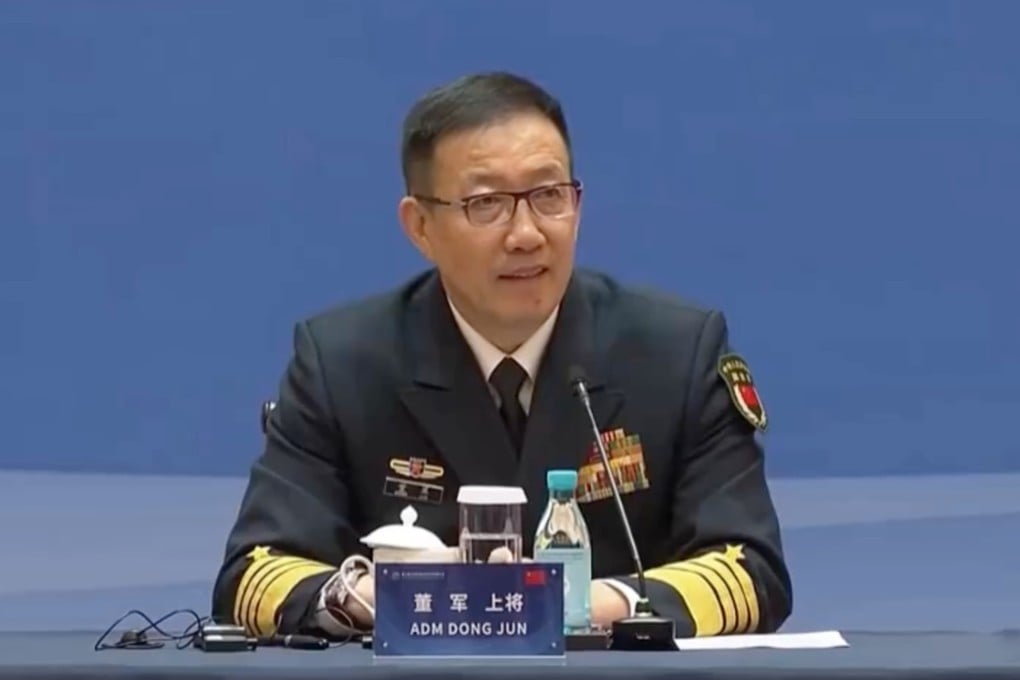 Chinese Defence Minister Dong Jun reappears in public on Thursday. Photo: CCTV