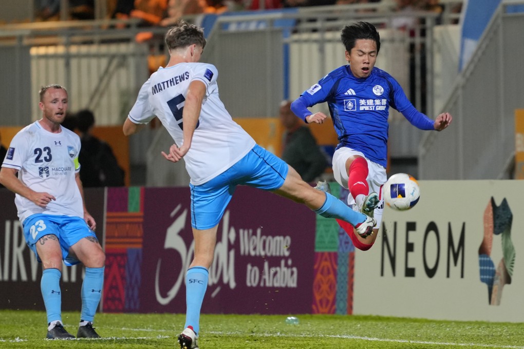 Ng Yu-hei speeds past Hayden Matthews during Eastern’s AFC Champions League 2 game against Sydney FC. Photo: May Tse