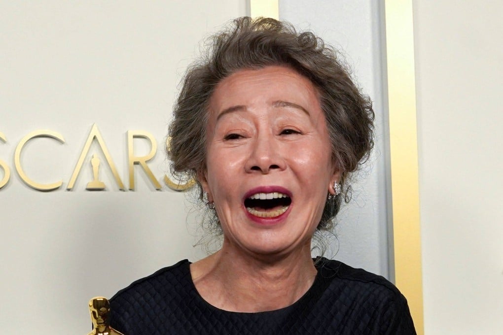 Youn Yuh-jung backstage at the 2021 Oscars ceremony, where she won for best actress in a supporting role for Minari. Photo: AFP