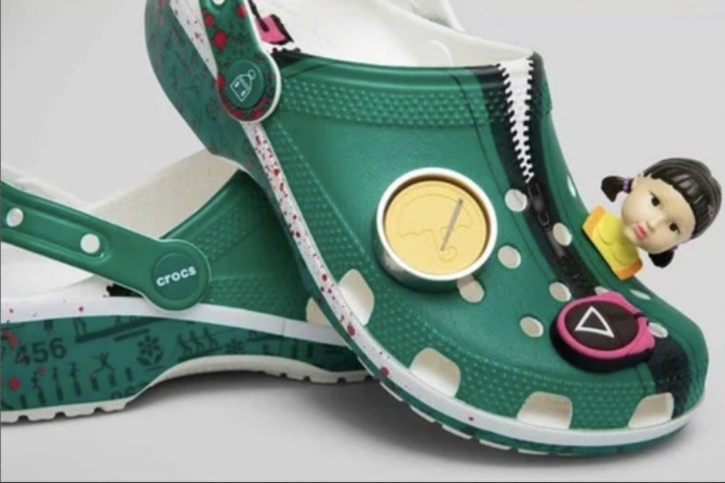 Netflix, like Disney and other production companies, is making money from merchandise, including these Squid Game Crocs. Photo: Netflix