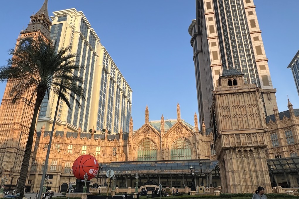 A giant basketball outside The Londoner hotel in Macau, signifying the strategic partnership between the NBA and Sands China, on December 6, 2024. Photo: SCMP