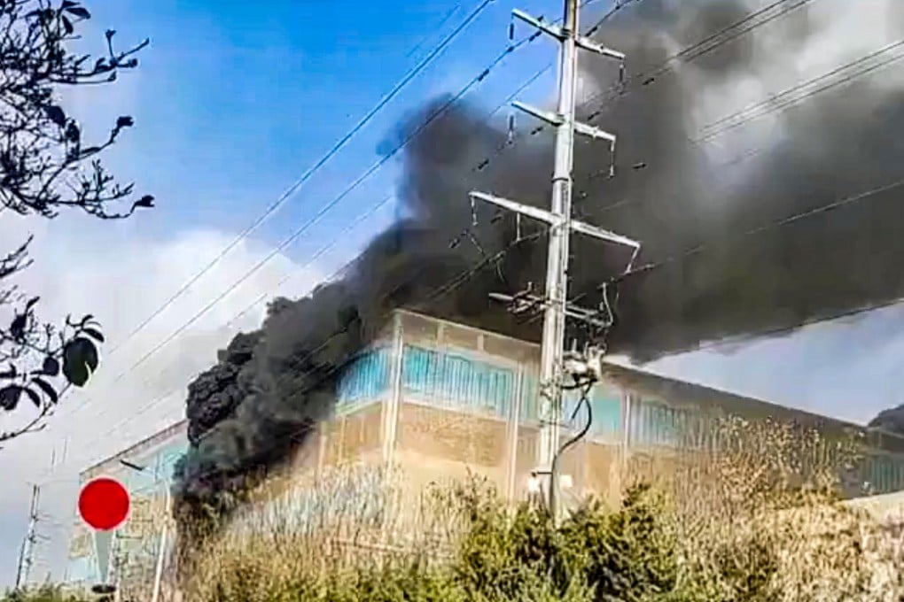 The fire is reported to have started around midday on Saturday at the facility in Rongcheng city, Shandong province. Photo: X/ ying tang