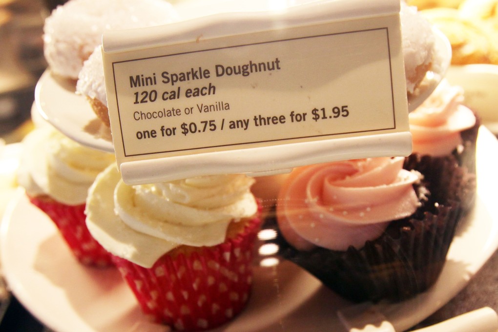 A Starbucks counter displays calorie information on doughnuts in New York. Photo: Getty Images