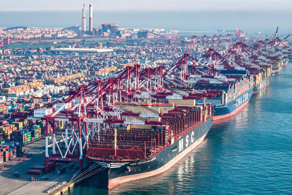 Cargo ships and containers are seen at Qingdao port in Qingdao in eastern China’s Shandong province. Photo: AFP
