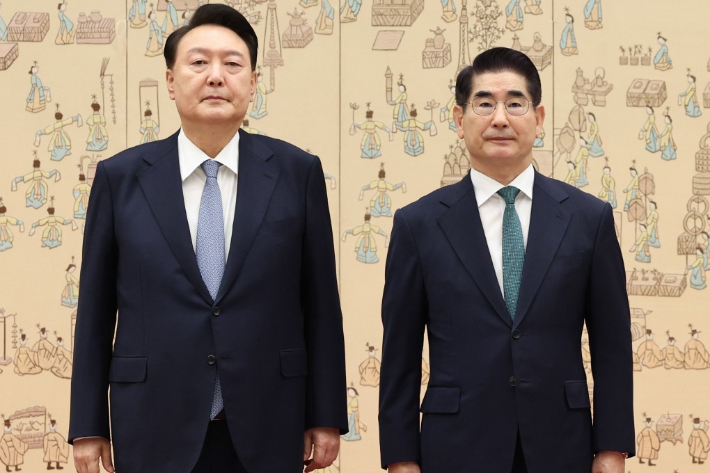 South Korean President Yoon Suk-yeol, with Kim Yong-hyun, his former defence minister. Photo: Yonhap/dpa