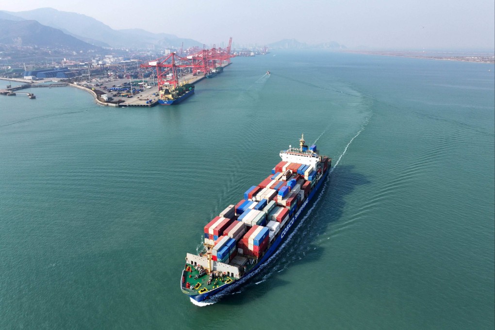 A container ship sails from the port at Lianyungang, in China’s eastern Jiangsu province. Photo: AFP