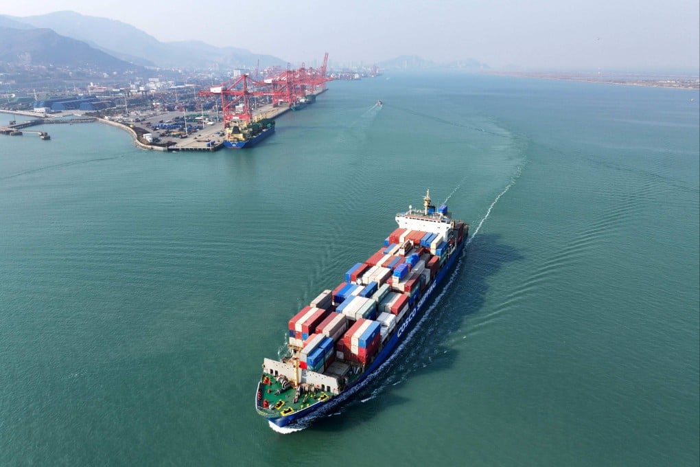 A container ship sails from the port at Lianyungang, in China’s eastern Jiangsu province. Photo: AFP