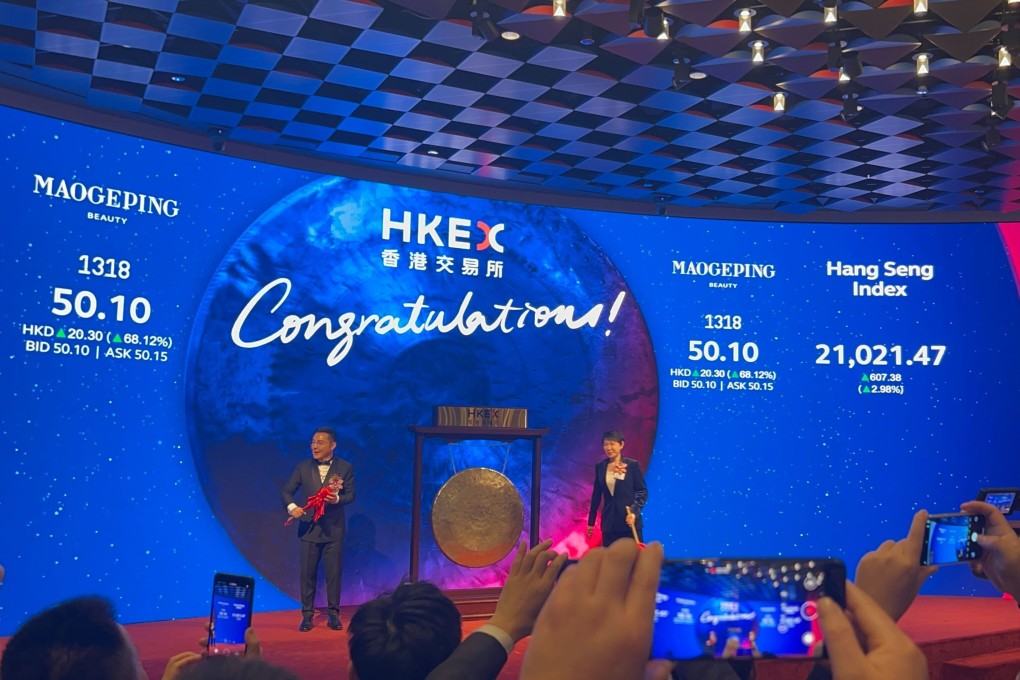 Chinese cosmetics firm Mao Geping made its trading debut in Hong Kong on Tuesday. Photo: Mia Castagnone