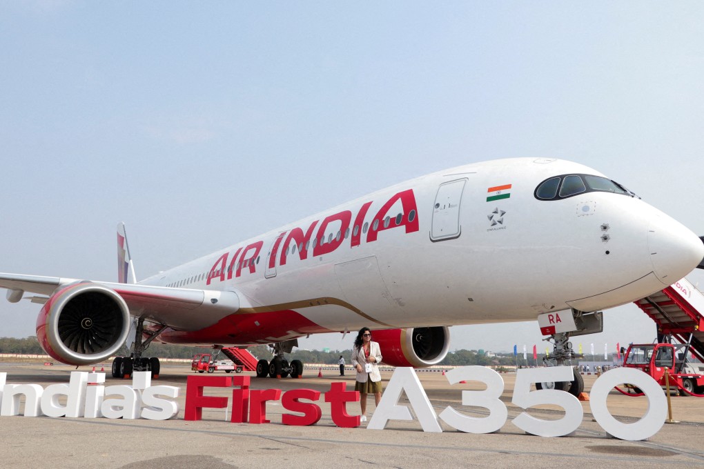 An Air India Airbus A350 aeroplane, displayed at Begumpet airport, Hyderabad, India. Photo: Reuters
