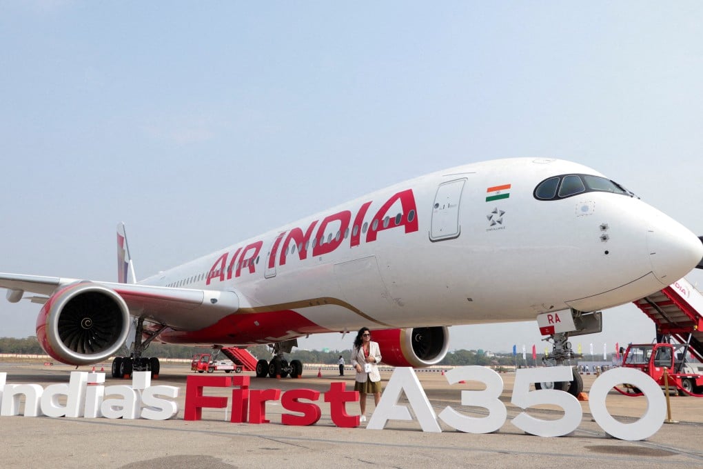 An Air India Airbus A350 aeroplane, displayed at Begumpet airport, Hyderabad, India. Photo: Reuters