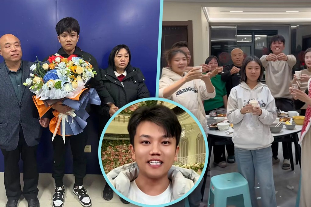 An abductee from China has chosen to decline lavish gifts from his affluent birth family to avoid altering his mindset towards material wealth. Photo: SCMP composite/Douyin