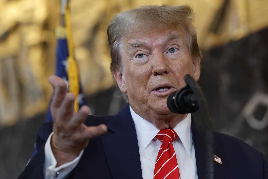 Donald Trump talks to reporters at the International Brotherhood of Teamsters headquarters in Washington in January. Photo: TNS