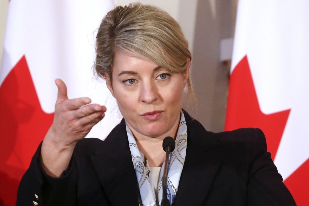 Canadian Minister for Foreign Affairs Melanie Joly attends a press conference in Riga, Latvia, on December 2. Photo: EPA-EFE