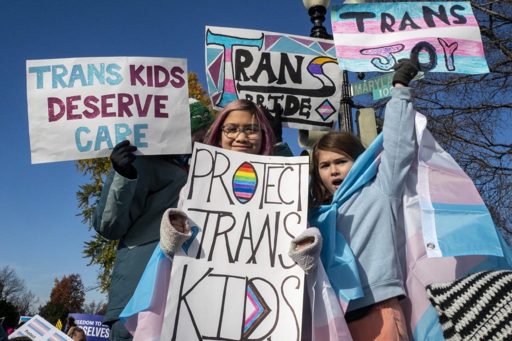 Transgender youth and allies rally outside the US Supreme Court on December 4. The UK decision comes as the to US court considers the constitutionality of state laws that ban such treatments for minors. Photo: dpa