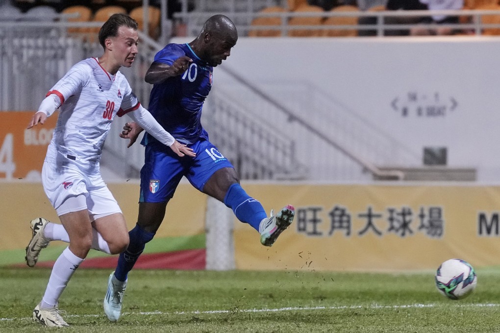 Ange Kouame (right) will spearhead Chinese Taipei’s attack against Hong Kong. Photo: Elson Li