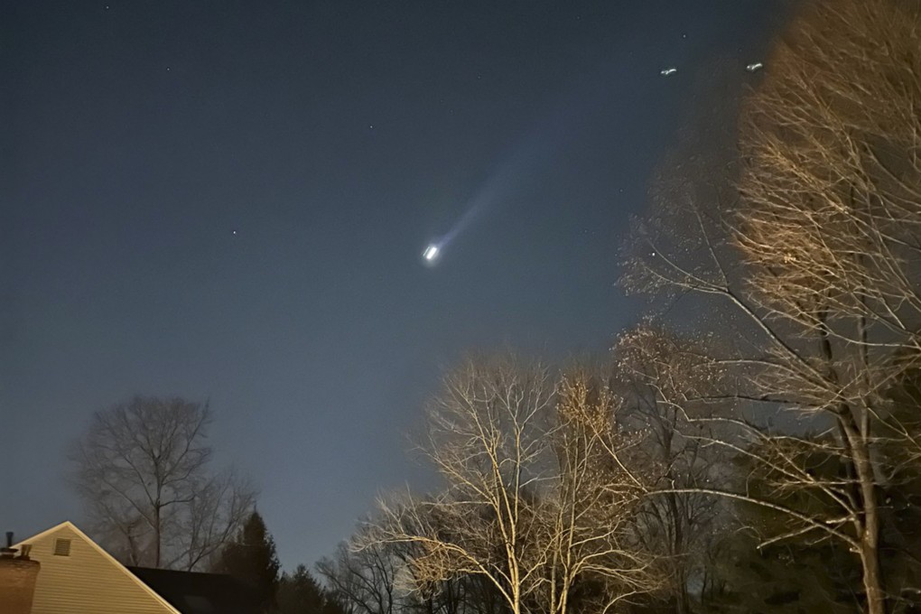 What appear to be multiple drones are seen flying over Bernardsville, New Jersey, on December 5. Photo: Brian Glenn/TMX via AP